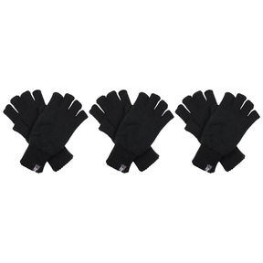 3x Dents 3M Thinsulate Black Fingerless Gloves Pack - Knitted Insulation Polar Fleece