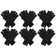 6x Dents 3M Thinsulate Black Fingerless Gloves Bulk Pack - Knitted Insulation Polar Fleece