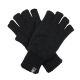 DENTS 3M THINSULATE Polar Fleece Fingerless Gloves Warm Knitted Insulation - Black