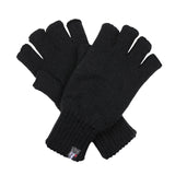 DENTS 3M THINSULATE Polar Fleece Fingerless Gloves Warm Knitted Insulation - Black