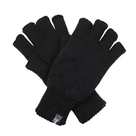 DENTS 3M THINSULATE Polar Fleece Fingerless Gloves Warm Knitted Insulation - Black