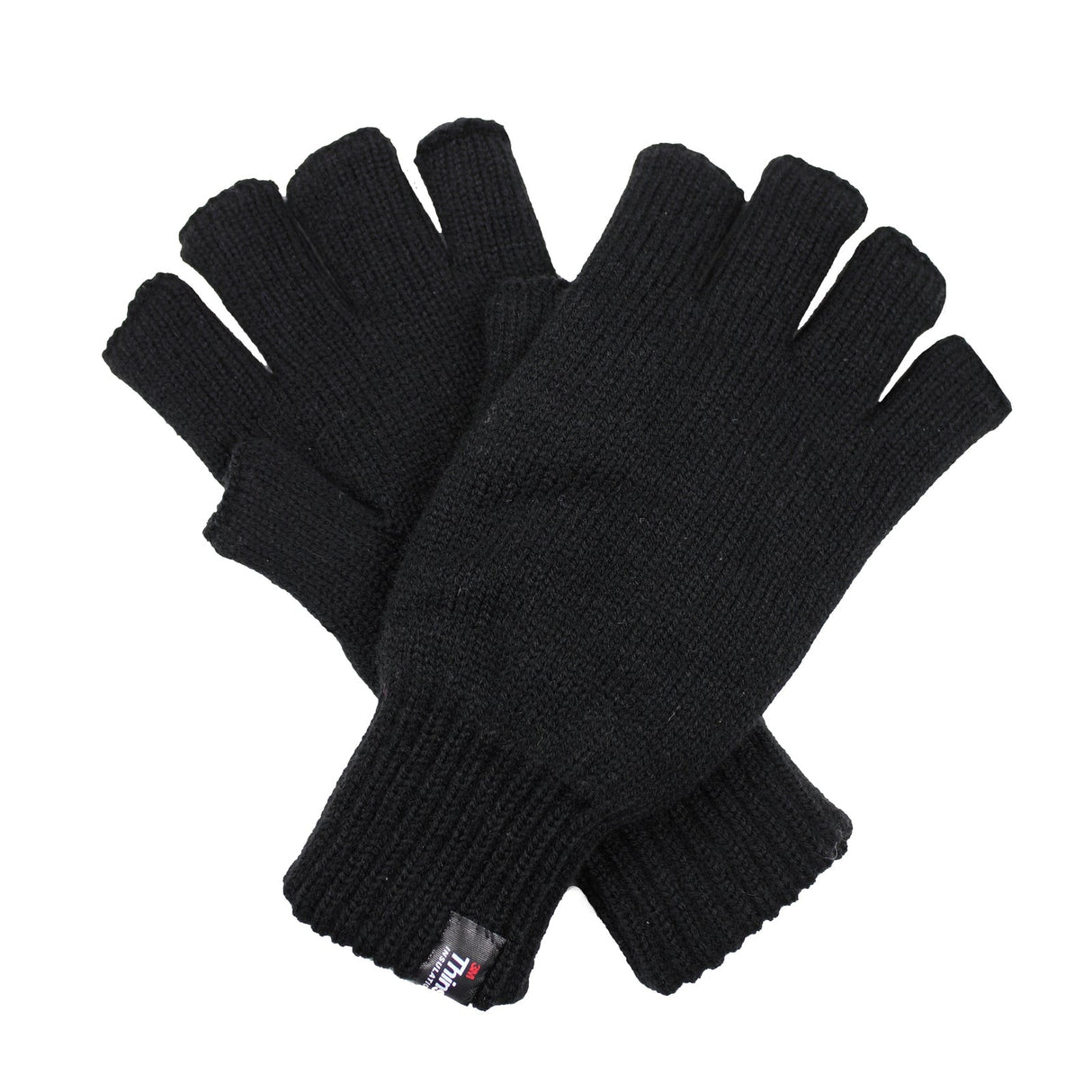 Dents 3M Thinsulate Black Fingerless Gloves - Knitted Insulation Polar Fleece
