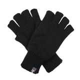 Dents 3M Thinsulate Black Fingerless Gloves - Knitted Insulation Polar Fleece