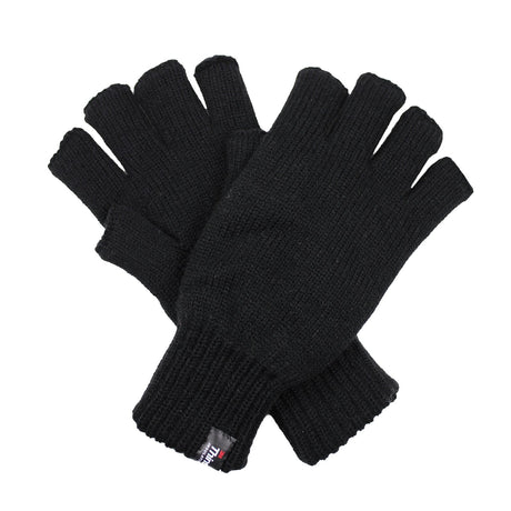 3x Dents 3M Thinsulate Black Fingerless Gloves Pack - Knitted Insulation Polar Fleece