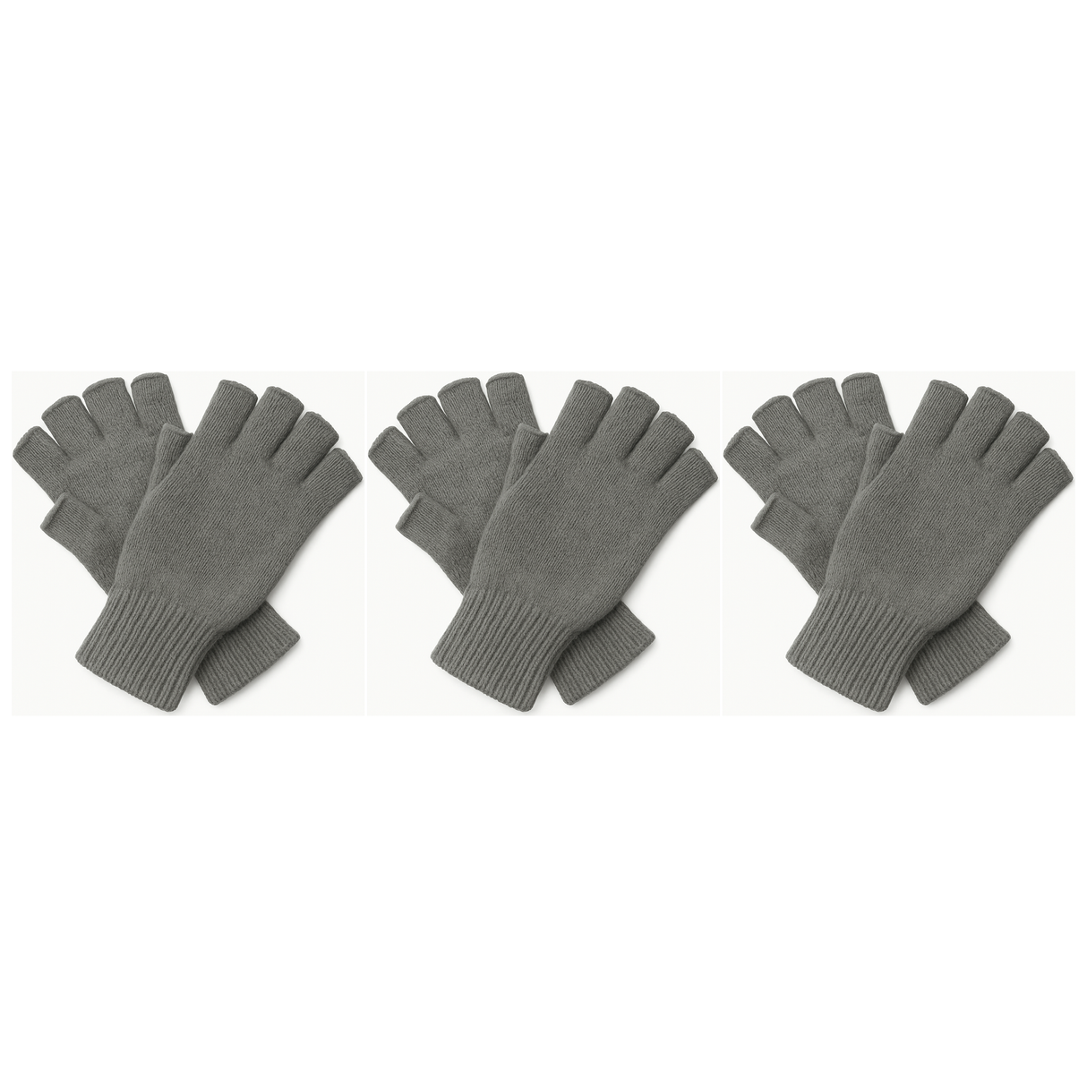 3x Dents 3M Thinsulate Charcoal Fingerless Gloves Pack - Knitted Insulation Polar Fleece