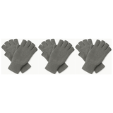 3x Dents 3M Thinsulate Charcoal Fingerless Gloves Pack - Knitted Insulation Polar Fleece