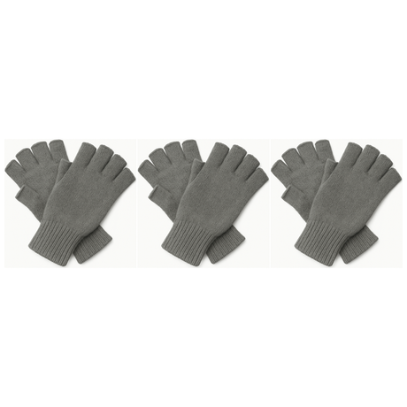 3x Dents 3M Thinsulate Charcoal Fingerless Gloves Pack - Knitted Insulation Polar Fleece