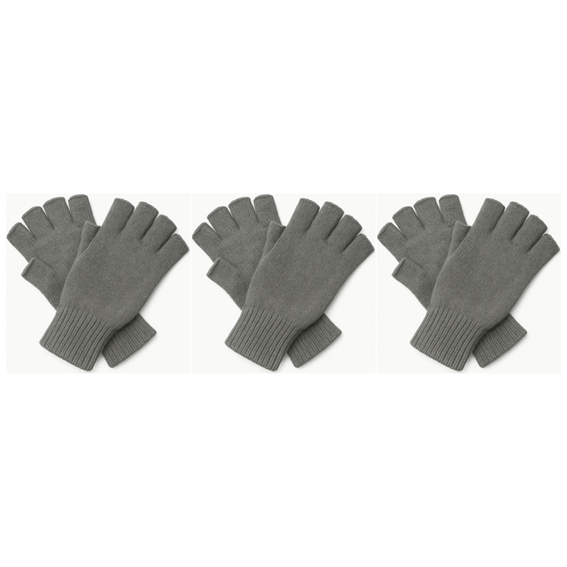 3x Dents 3M Thinsulate Charcoal Fingerless Gloves Pack - Knitted Insulation Polar Fleece