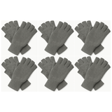6x Dents 3M Thinsulate Charcoal Fingerless Gloves Bulk Pack - Knitted Insulation Polar Fleece