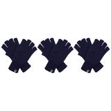 3x Dents 3M Thinsulate Navy Fingerless Gloves Pack - Knitted Insulation Polar Fleece