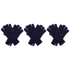 3x Dents 3M Thinsulate Navy Fingerless Gloves Pack - Knitted Insulation Polar Fleece