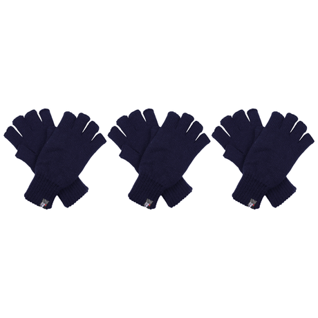 3x Dents 3M Thinsulate Navy Fingerless Gloves Pack - Knitted Insulation Polar Fleece