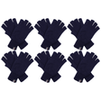 6x Dents 3M Thinsulate Navy Fingerless Gloves Bulk Pack - Knitted Insulation Polar Fleece
