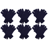 6x Dents 3M Thinsulate Navy Fingerless Gloves Bulk Pack - Knitted Insulation Polar Fleece