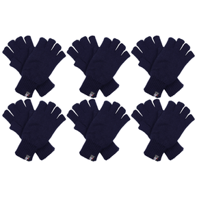 6x Dents 3M Thinsulate Navy Fingerless Gloves Bulk Pack - Knitted Insulation Polar Fleece