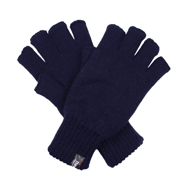 DENTS 3M THINSULATE Polar Fleece Fingerless Gloves Warm Knitted Insulation - Navy