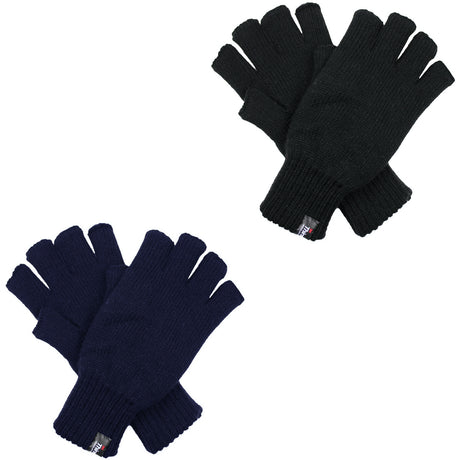 DENTS 3M THINSULATE Polar Fleece Fingerless Gloves Warm Knitted Insulation - Black