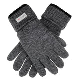 Dents Mens Thinsulate Lined Knit Gloves - Charcoal (Rollover Cuff)