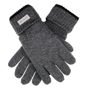 Dents Mens Thinsulate Lined Knit Gloves - Charcoal (Rollover Cuff)