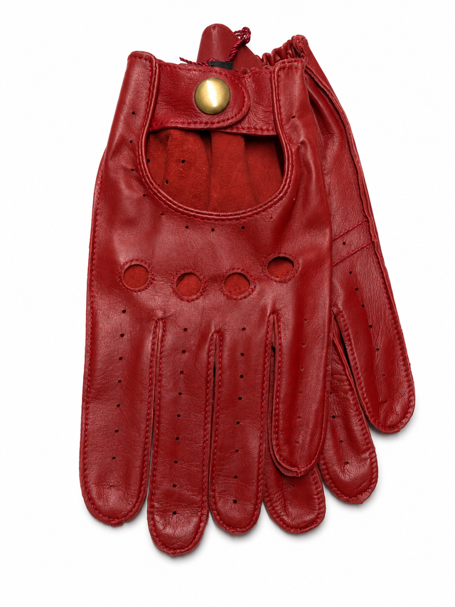Dents Mens Classic Unlined Vintage Leather Driving Gloves  - Red