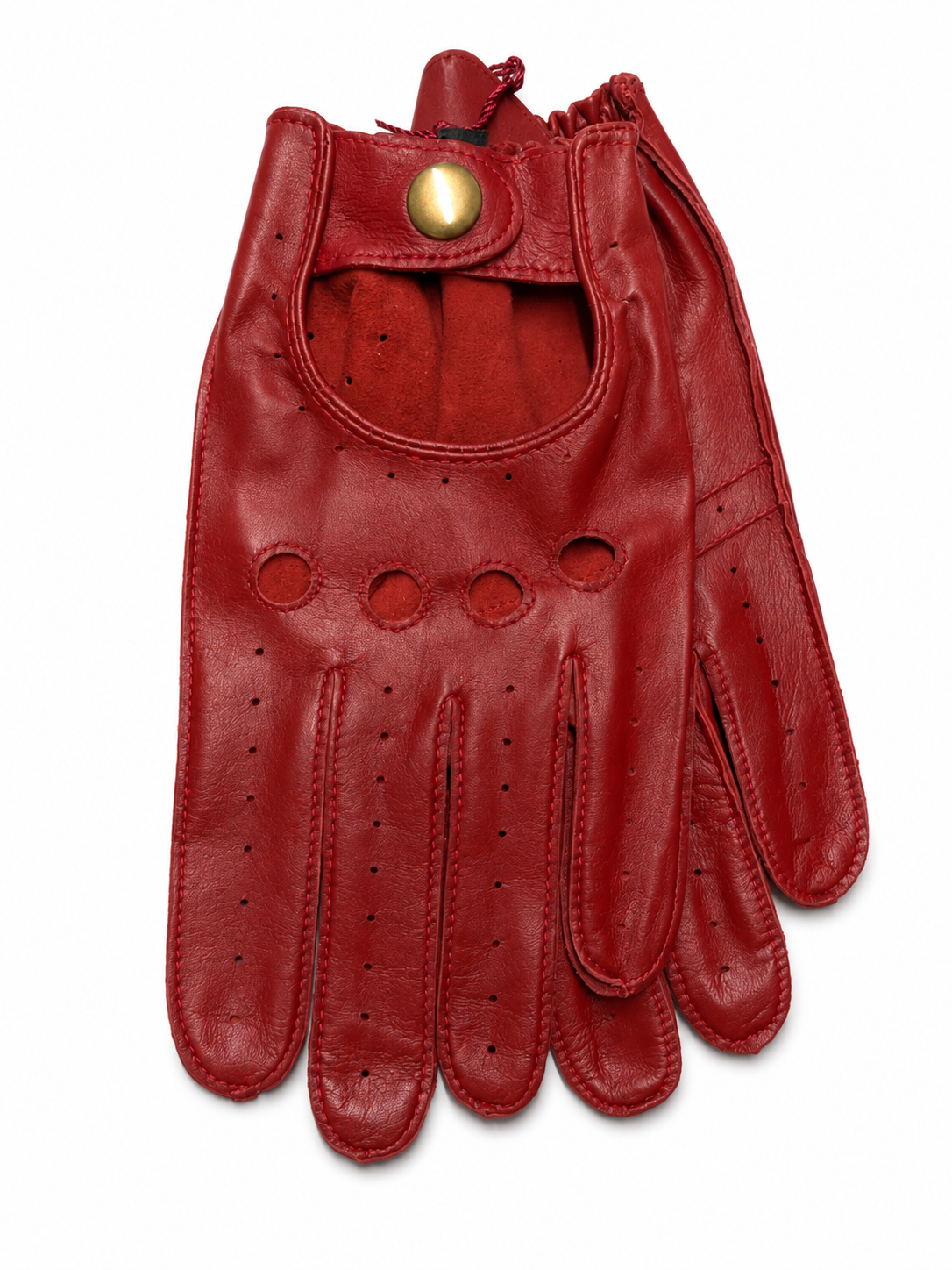 Dents Mens Classic Unlined Vintage Leather Driving Gloves  - Red