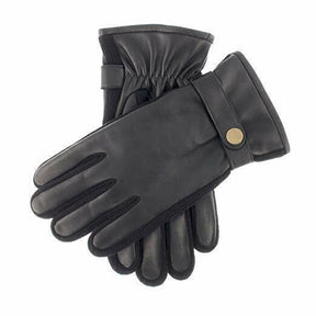 Dents Mens Leather Gloves with Buckle - Black (Warm Winter)