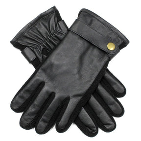 DENTS Mens Premium Kangaroo Leather Strap & Stud Winter Gloves - Black