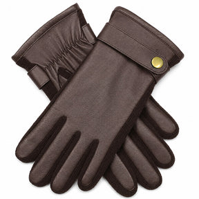 Dents Mens Premium Kangaroo Leather Strap & Stud Winter Gloves - Brown