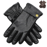 DENTS Mens Premium Kangaroo Leather Strap & Stud Winter Gloves Gentlemans - Black