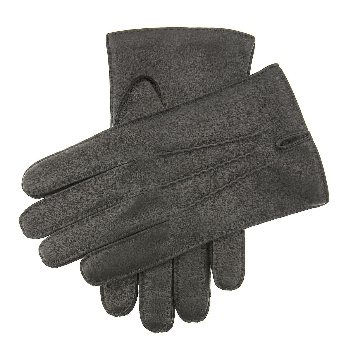 Dents Mens Leather Gloves with Three Stitch Points - Black (Wool Lining ...