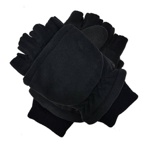 Dents Mens 3M Thinsulate Convertible Lined Half Finger Gloves/Warm Winter Mittens - Black