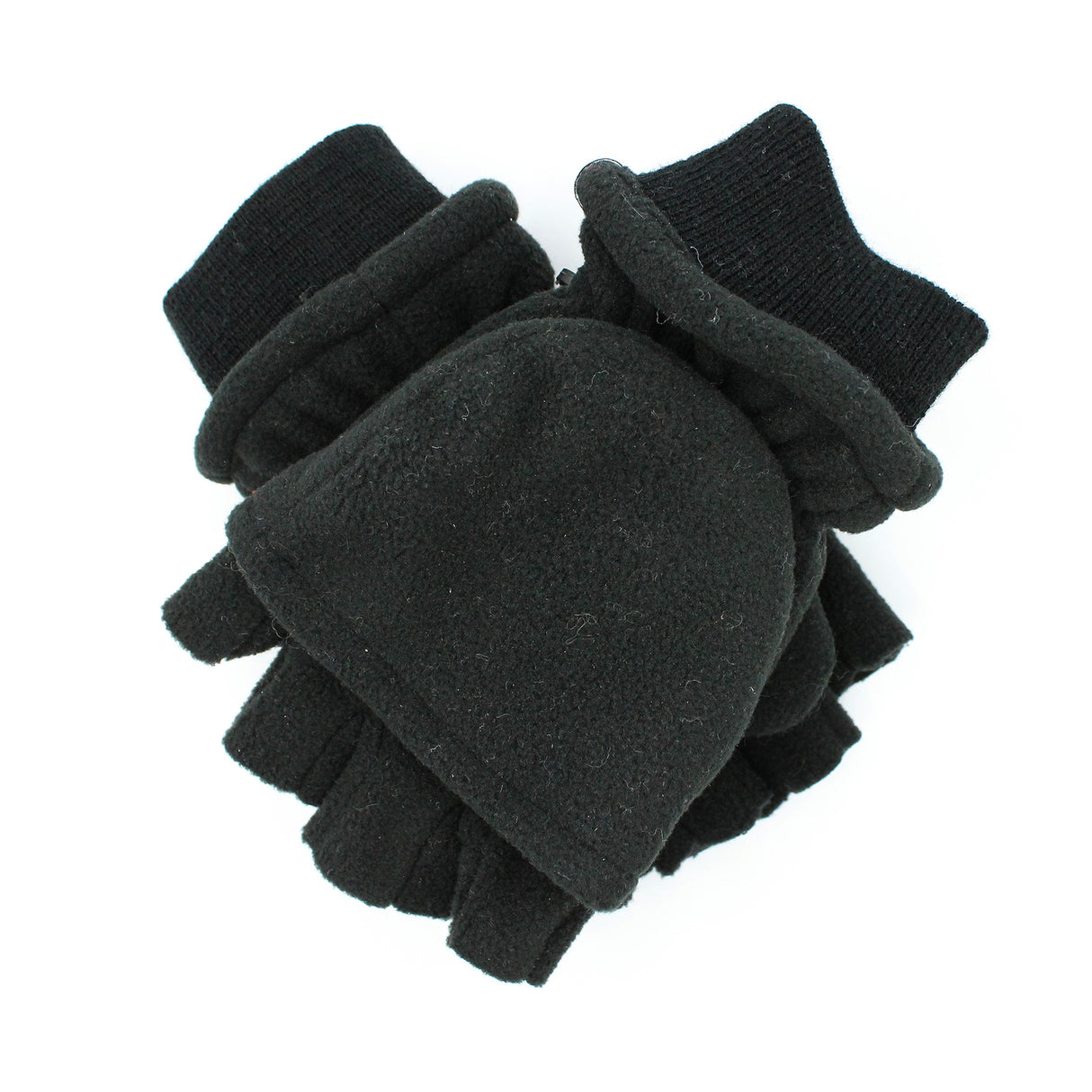 Mens Convertible Thinsulate Lined Half Finger Gloves Fingerless Warm Winter in Black
