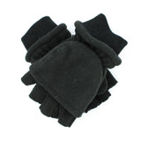 Mens Convertible Thinsulate Lined Half Finger Gloves Fingerless Warm Winter in Black