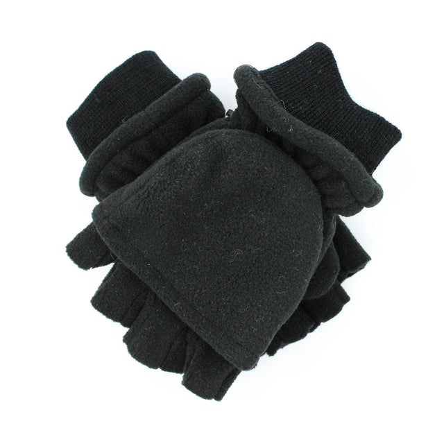 Mens Convertible Thinsulate Lined Half Finger Gloves Fingerless Warm Winter in Black