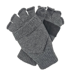 Dents 3M Thinsulate Lined Half Finger Fingerless Knit Gloves/Mittens in Charcoal