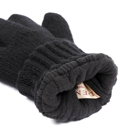 Mens Wool Blend Thinsulate  Lined Knitted Gloves - Black
