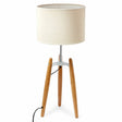73cm Bamboo Tripod Table Lamp Light Modern Vintage w Beige Linen Shade