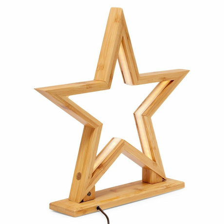 33cm Bamboo Star Lamp - Table Light - Natural Decor