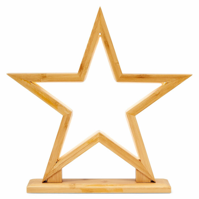 33cm Bamboo Star Lamp - Table Light - Natural Decor