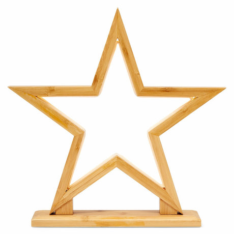 33cm Bamboo Star Lamp - Table Light - Natural Decor