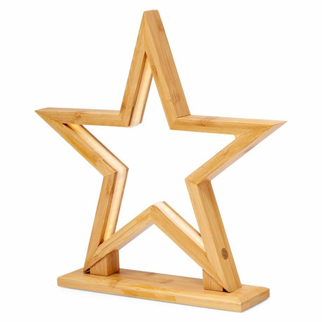 33cm Bamboo Star Lamp - Table Light - Natural Decor