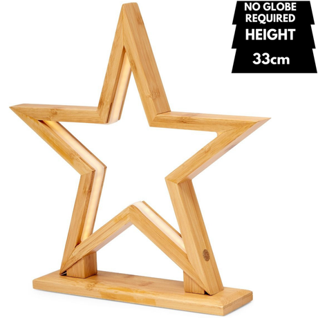 33cm Bamboo Star Lamp - Table Light - Natural Decor