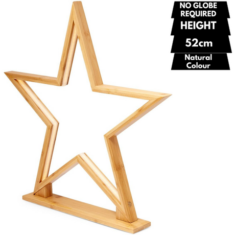 52cm Bamboo Star Lamp - Table Light - Natural Decor