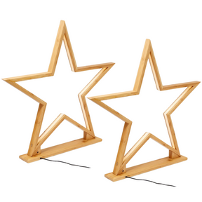 2x 52cm Bamboo Star Lamp - Table Light - Natural Decor