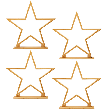 4x 52cm Bamboo Star Lamp - Table Light - Natural Decor