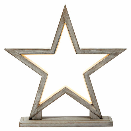 33cm Bamboo Star Lamp - Table Light - Antique Timber