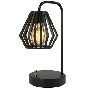 Modern Black Metal Cone Style LED Lantern Table Desk Lamp – Battery Operated Accent Light