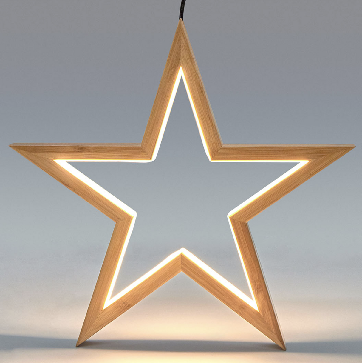 2x Small Bamboo Star Ceiling Light - LED Hanging Lamp - Natural Decor