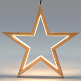 2x Small Bamboo Star Ceiling Light - LED Hanging Lamp - Natural Decor