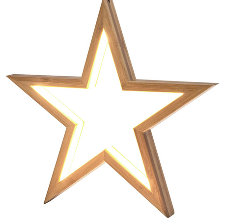 4x Small Bamboo Star Ceiling Light - LED Hanging Lamp - Natural Decor